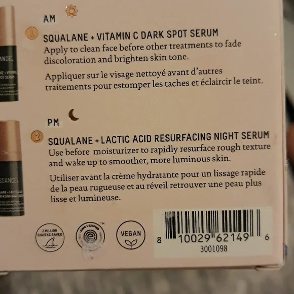 Biossance Vitamin C Serum Lactic Acid Resurfacing Night Serum Duo Travel Size - Picture 8 of 9